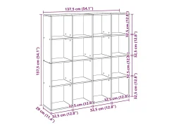 Estantería madera de ingeniería roble artisian 137,5x29x137,5cm