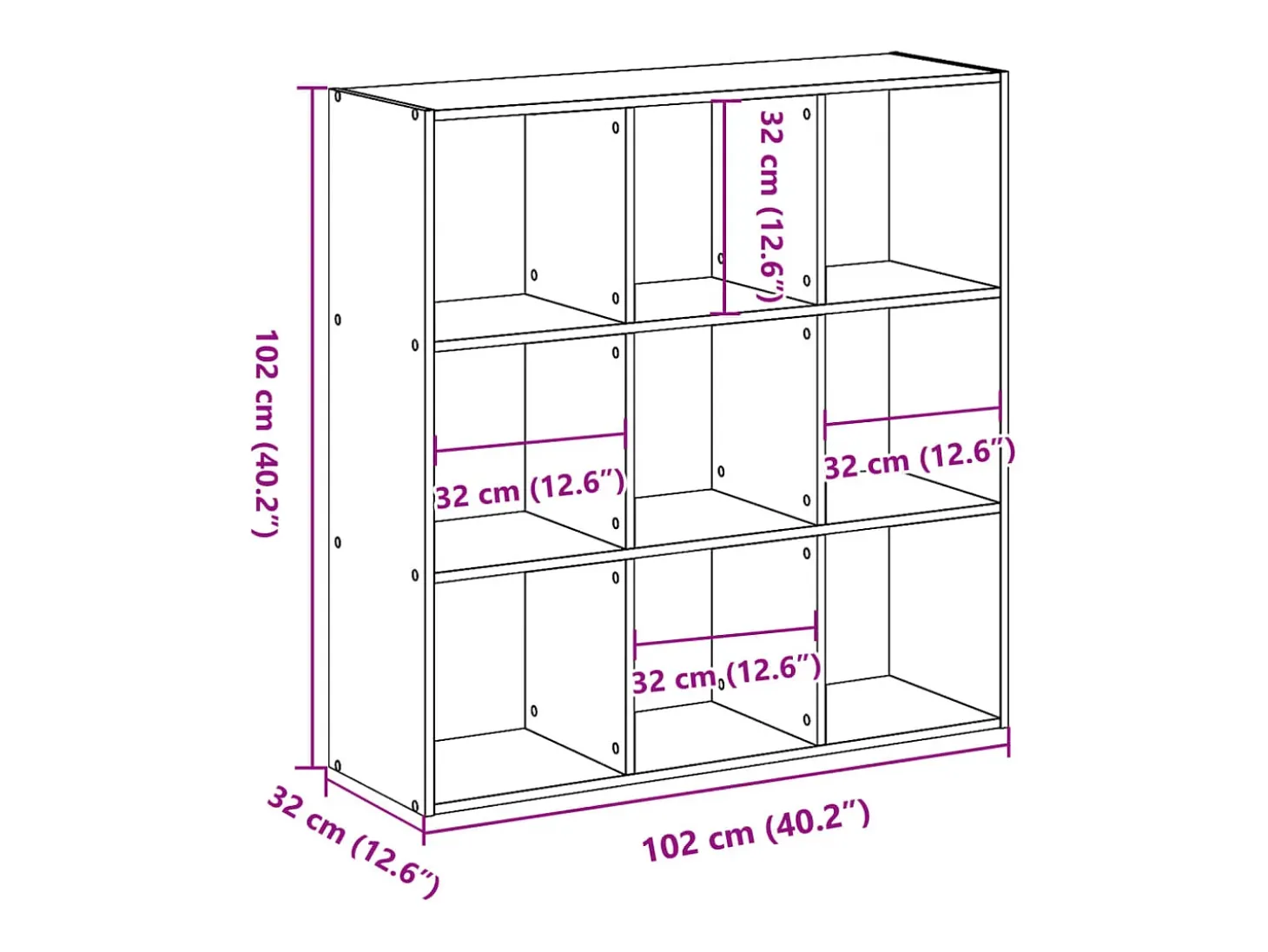 Estantería madera de ingeniería roble Sonoma 102x32x102 cm