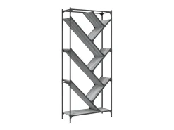 Estantería madera ingeniería y metal gris Sonoma 79x30x180 cm