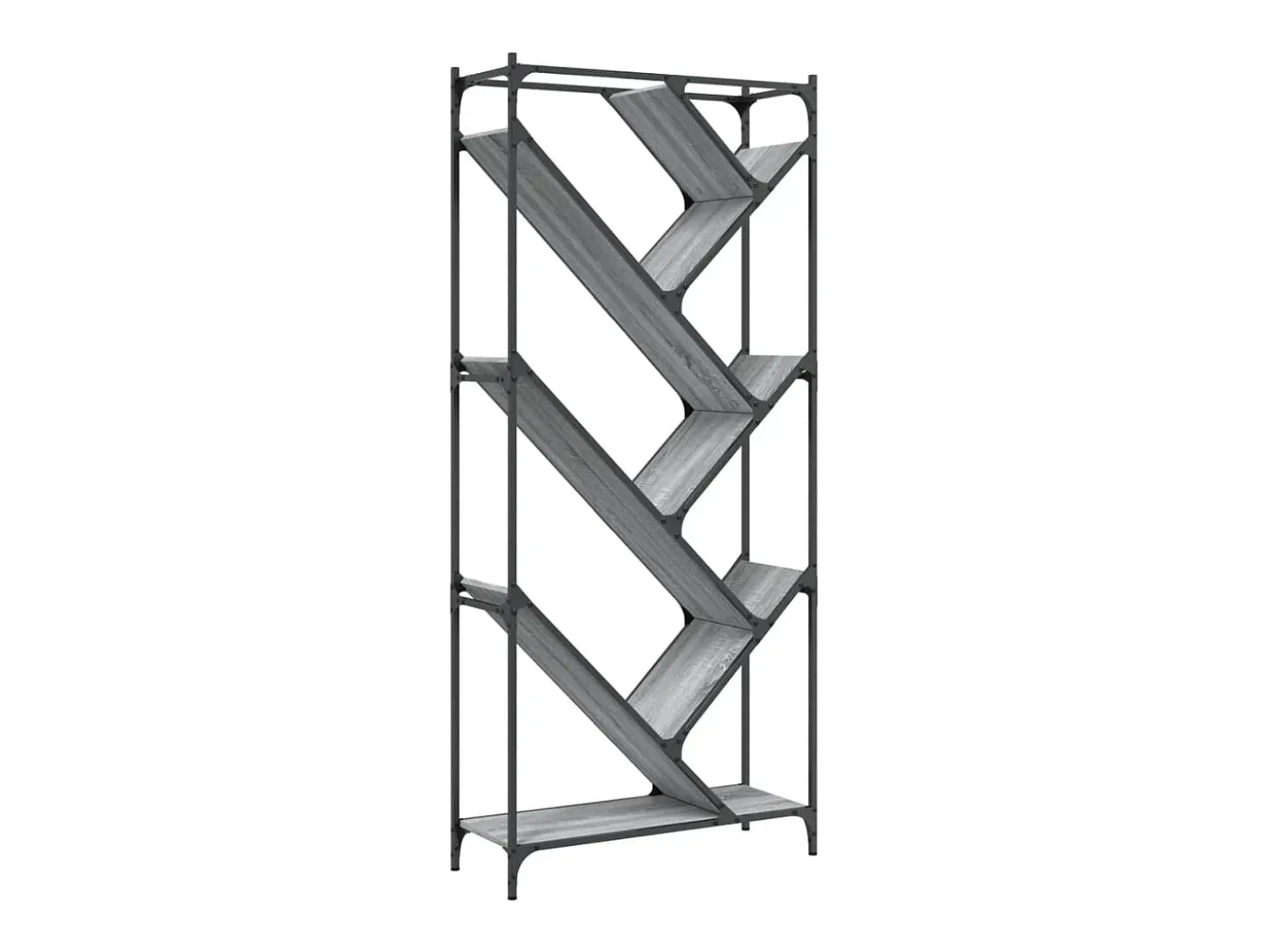 Estantería madera ingeniería y metal gris Sonoma 79x30x180 cm