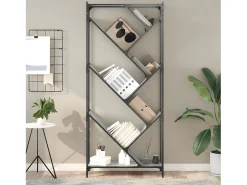 Estantería madera ingeniería y metal gris Sonoma 79x30x180 cm