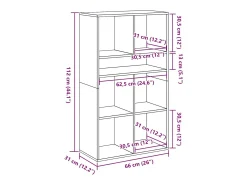 Estantería madera ingeniería negra 66x31x112 cm