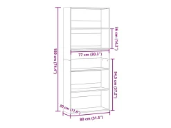 Estantería madera ingeniería blanca 80x30x189cm