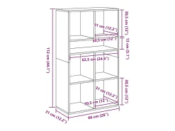 Estantería madera ingeniería gris hormigón 66x31x112 cm