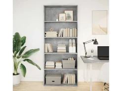 Estantería madera ingeniería gris hormigón 80x30x189cm