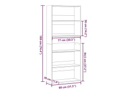 Estantería madera ingeniería gris hormigón 80x30x189cm