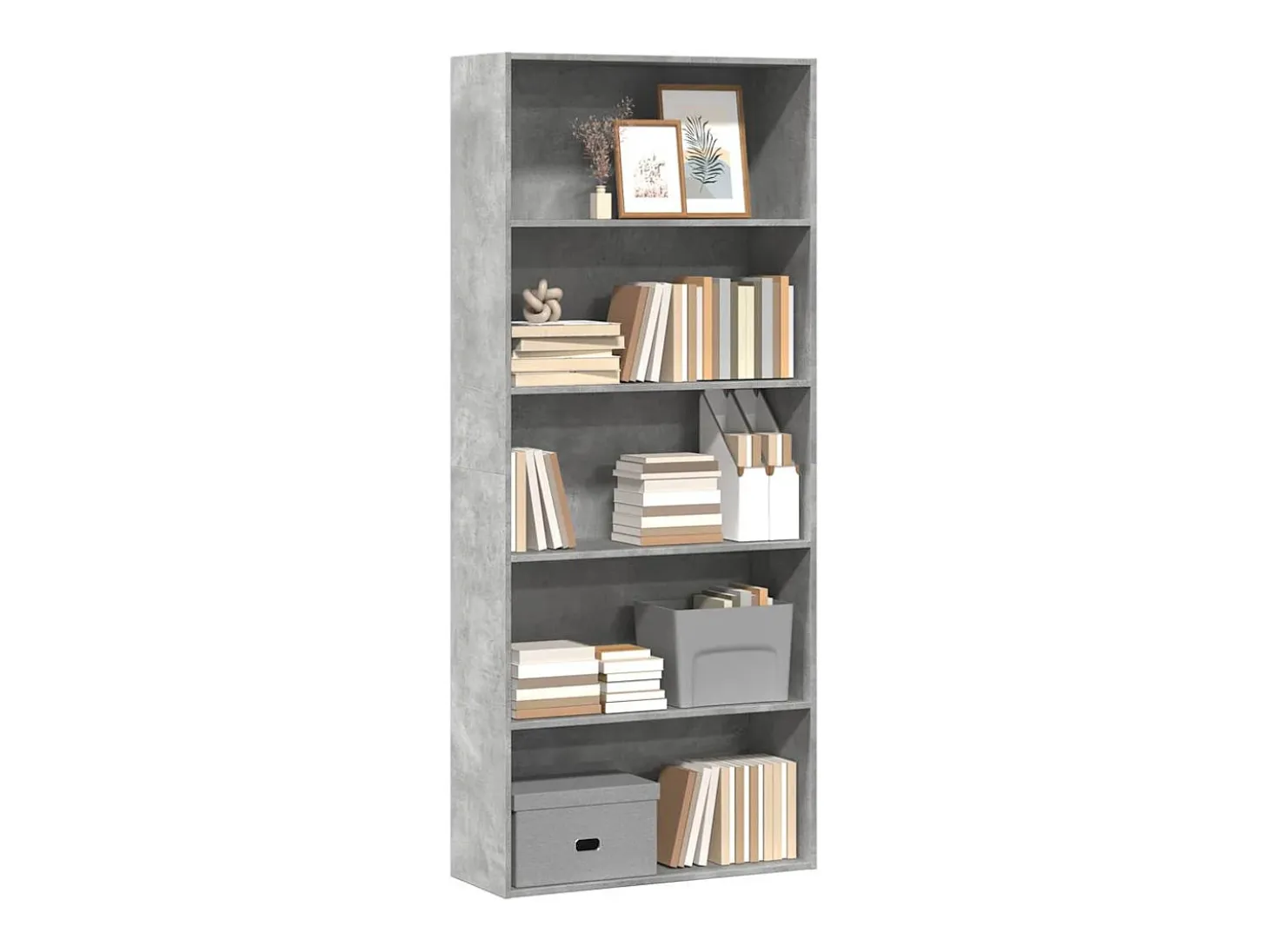 Estantería madera ingeniería gris hormigón 80x30x189cm