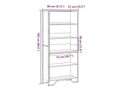 Estantería madera ingeniería color roble ahumado 80x31x169 cm