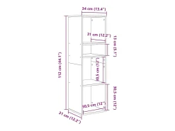 Estantería madera ingeniería gris hormigón 34x31x112 cm