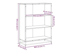 Estantería madera ingeniería roble ahumado 80,5x35x107,5 cm