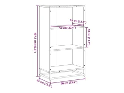 Estantería madera ingeniería negra 60x35x107,5 cm