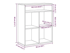 Estantería madera ingeniería madera envejecida 66x31x80 cm