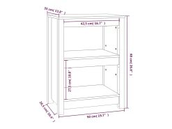 Estantería madera maciza de pino negra 50x35x68 cm