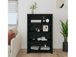 Estantería madera maciza de pino negra 80x35x126 cm