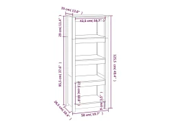 Estantería madera maciza de pino marrón miel 50 x 35 x 125,5 cm