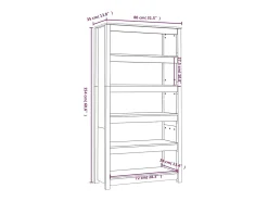 Estantería madera maciza de pino gris 80x35x154 cm