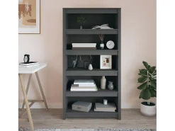Estantería madera maciza de pino gris 80x35x154 cm