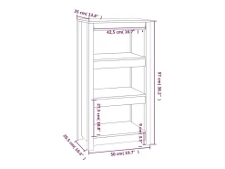 Estantería madera maciza de pino negra 50x35x97 cm