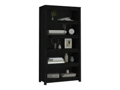 Estantería madera maciza de pino negra 80x35x154 cm