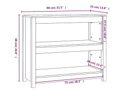 Estantería madera maciza de pino negra 80x35x68 cm