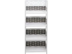 Estantería MCW-K86, blanco, mimbre gris