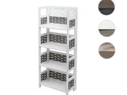 Estantería MCW-K86, blanco, mimbre gris