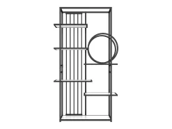 Estantería metálica - 100 x 30 x 180 cm - tubo de acero macizo - estructura geométrica - MDF + Metal - blanco + negro