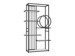 Estantería metálica - 100 x 30 x 180 cm - tubo de acero macizo - estructura geométrica - MDF + Metal - blanco + negro