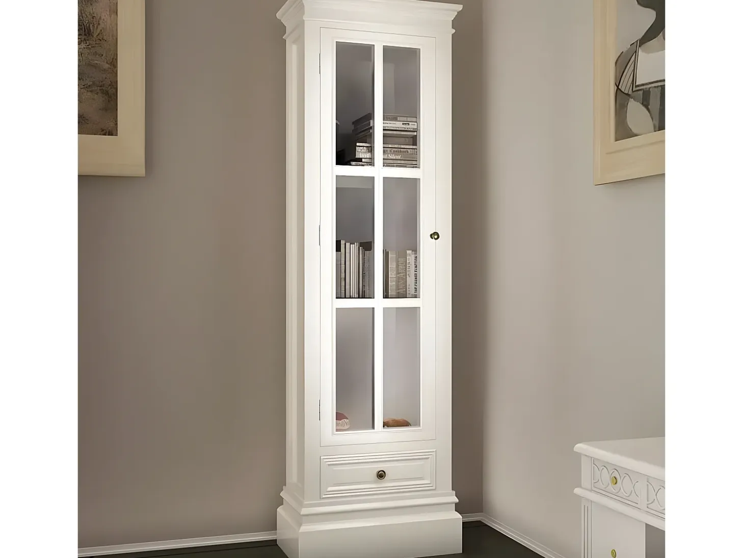 Estantería moderna con 3 estantes de madera blanca