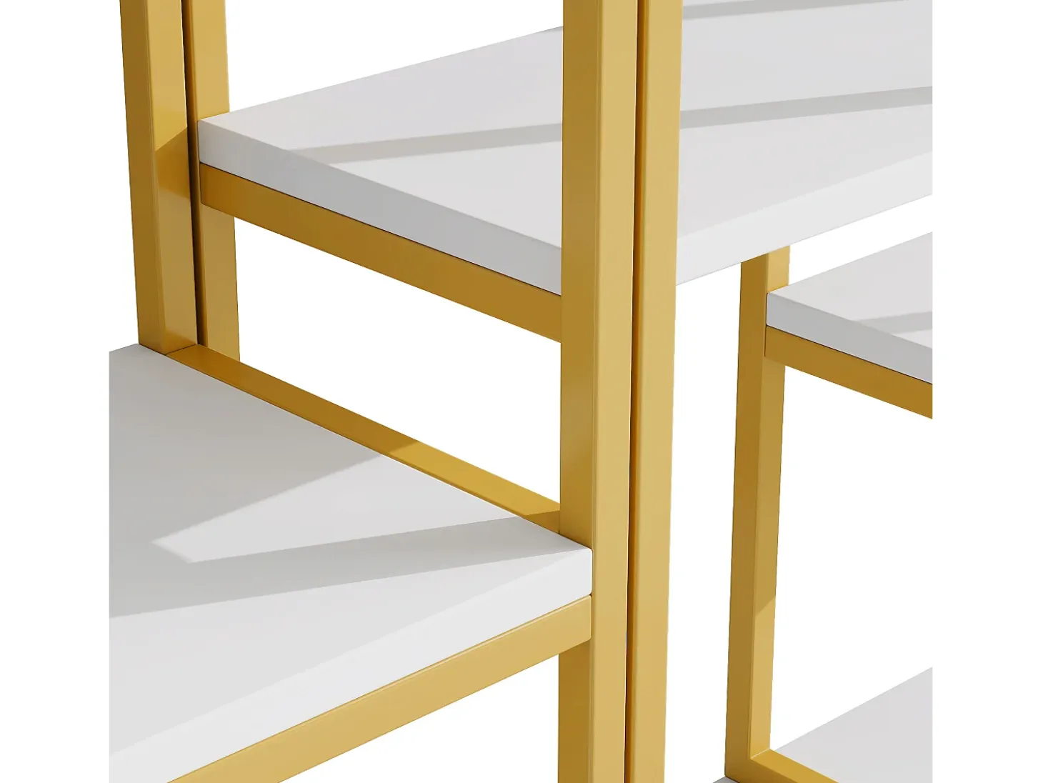 Estantería moderna 160x29,5x180 cm - Estantes a varios niveles - Estructura de tubos de acero y MDF - Forma rectangular - Dorado y blanco