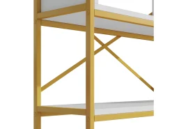 Estantería moderna 160x29,5x180 cm - Estantes a varios niveles - Estructura de tubos de acero y MDF - Forma rectangular - Dorado y blanco