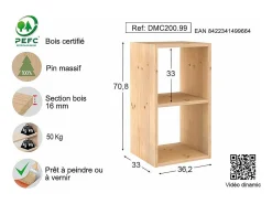 Estantería modular de pino macizo Dinamic 2 estantes