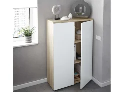 Estantería Office en blanco artik y roble canadian 80x119x33 cm