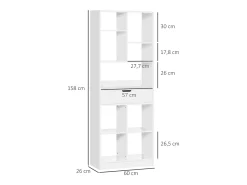 Estantería para libros blanco 60x26x158 cm HOMCOM