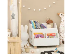 Estantería para Niños con 2 Estantes y 1 Compartimiento Librero Infantil para Habitación Organizador Multiusos 60 x 48 x 53 cm KMB54-W SoBuy ES