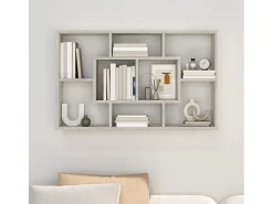 Estantería pared madera ingeniería gris hormigón 85x16x52,5 cm ES93328