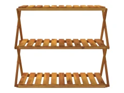 Estantería plegable 3 alturas madera acacia marrón 70x31x63 cm