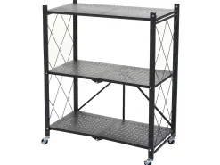 Estantería plegable MCW-J85, negro, 3 niveles