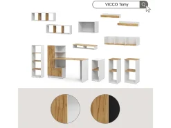 Estantería roble blanco/dorado 40x30x74 tomy