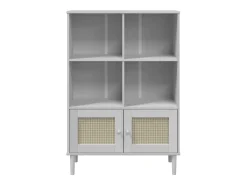 Estantería SENJA aspecto ratán madera pino blanco 90x35x130 cm