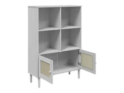 Estantería SENJA aspecto ratán madera pino blanco 90x35x130 cm