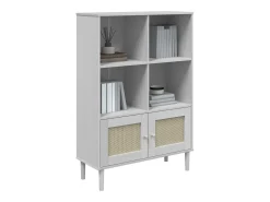 Estantería SENJA aspecto ratán madera pino blanco 90x35x130 cm