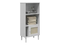 Estantería SENJA aspecto ratán madera pino blanco 60x35x130 cm