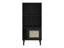 Estantería SENJA aspecto ratán madera pino negro 60x35x130 cm
