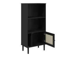 Estantería SENJA aspecto ratán madera pino negro 60x35x130 cm