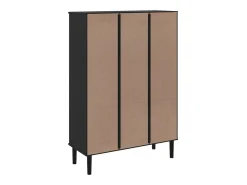Estantería SENJA aspecto ratán madera pino negro 90x35x130 cm