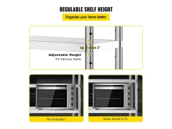 Estantería SucceBuy de Acero Inoxidable, 4 Estantes, 122 x 48 x 150 CM, Capacidad de Carga 600 KG