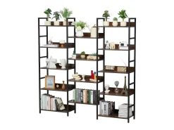 Estantería SucceBuy, Rústica de Metal con 14 Niveles para Salón, Dormitorio y Oficina