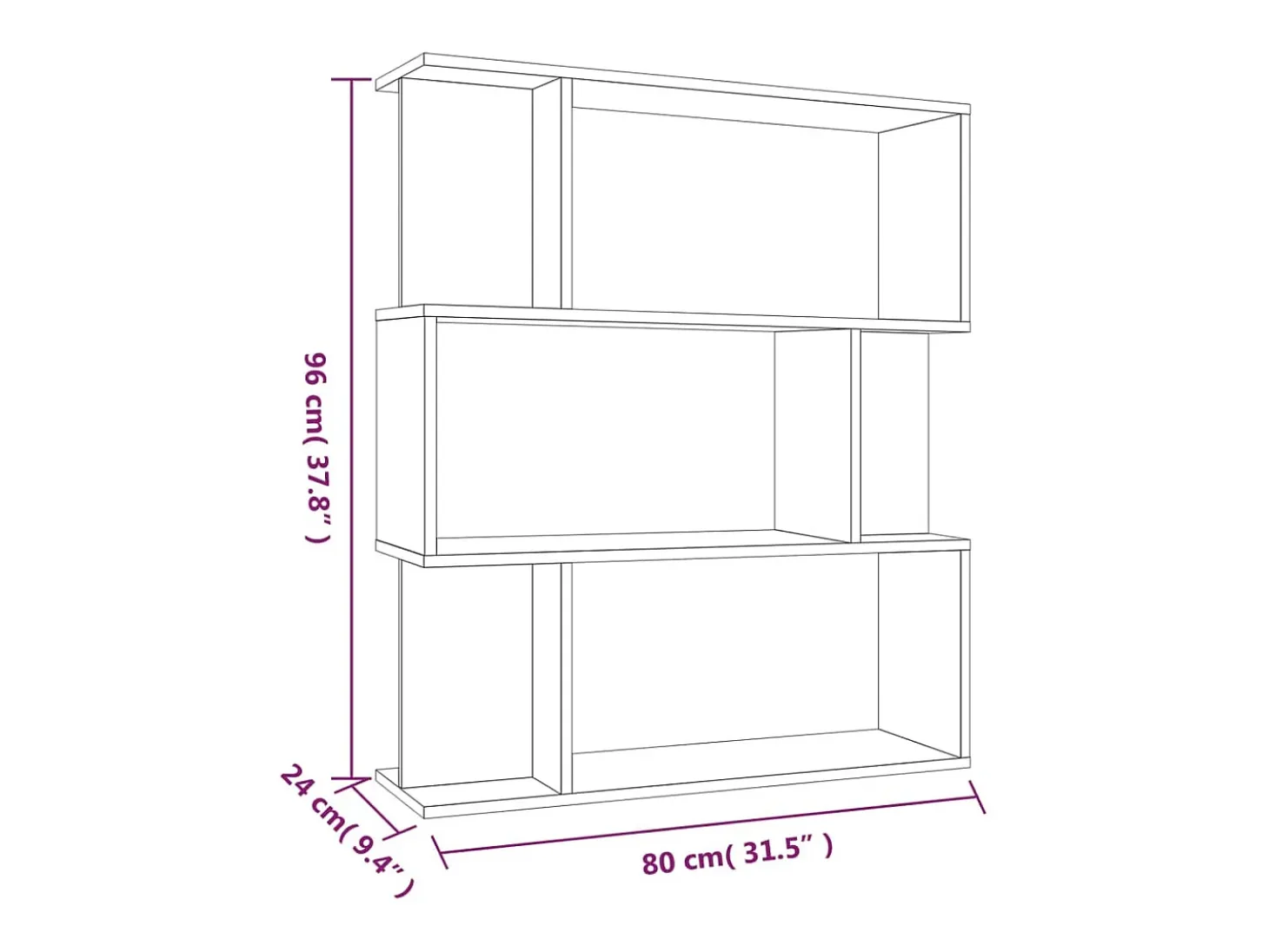 Estantería/Biombo madera contrachapada gris Sonoma 80x24x96 cm