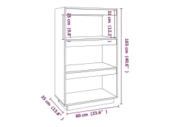 Estantería/divisor de espacios madera pino blanco 60x35x103 cm